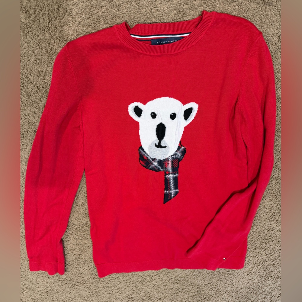 Tommy Hilfiger Red Sweater with Bear Motif